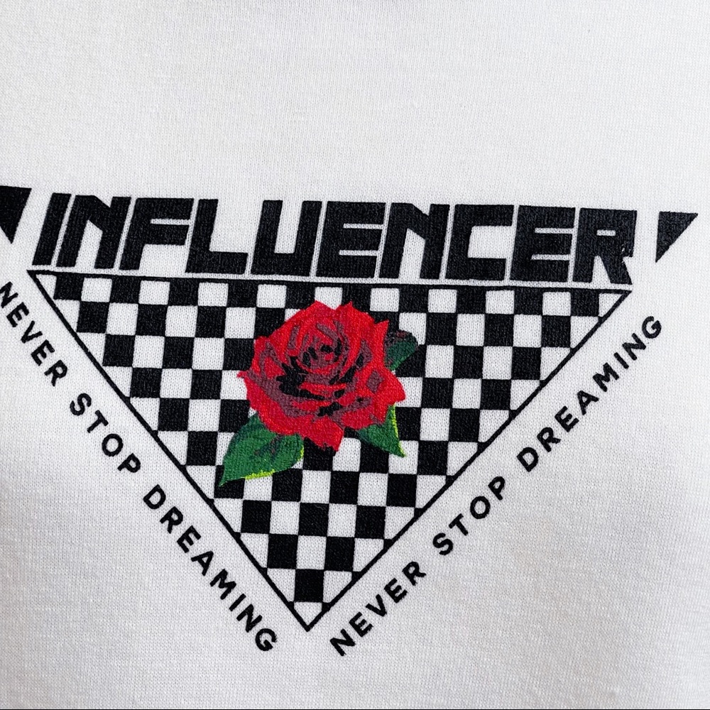 White Black Checkered Red Roses Influenced Hoodie Youth XL - Picture 7 of 14